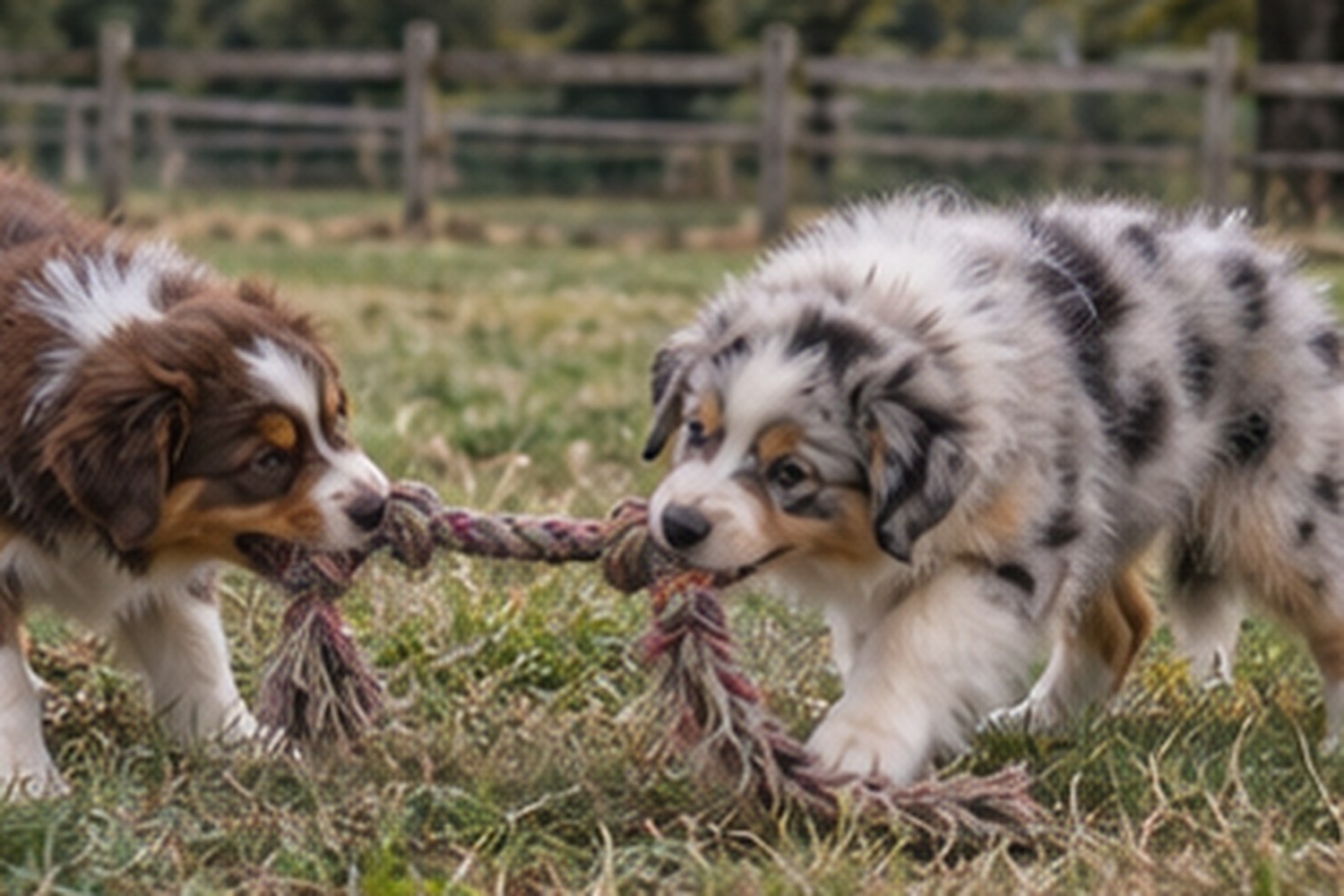 Deux chiots qui jouent