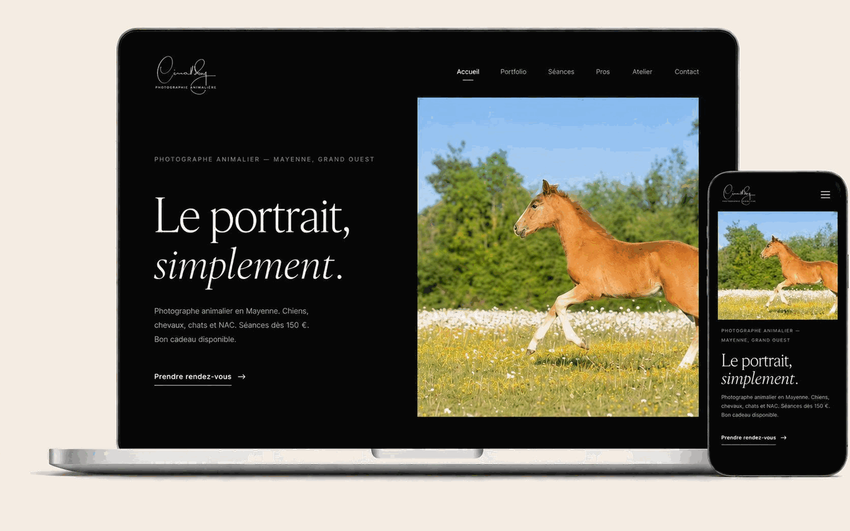 Aperçu du site cavaldog.fr — photographe animalier en Mayenne
